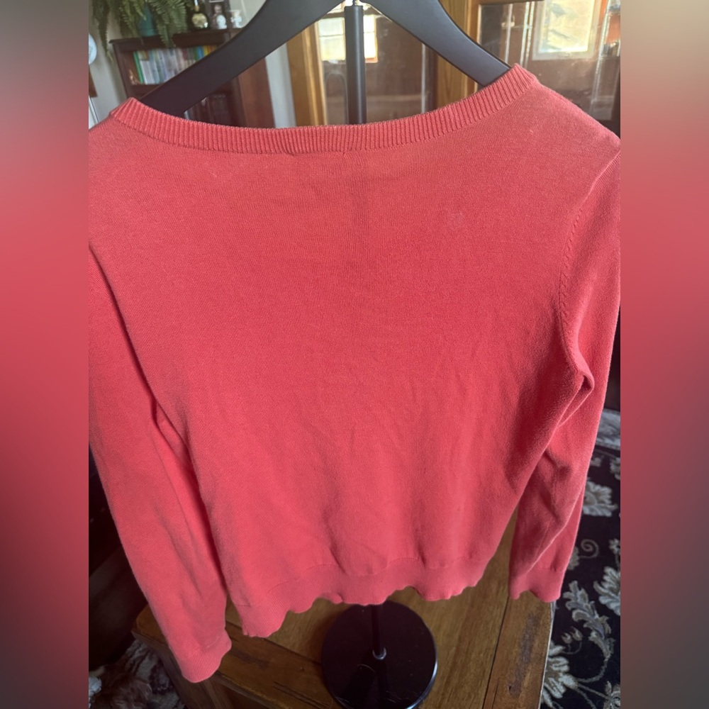 Talbots Pima Cotton Button Front Cardigan Sweater Coral XS - Picture 5 of 8